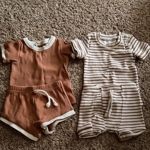Quincy Mae Other - Quincy Mae Kids Matching Sets in Brown and Cream